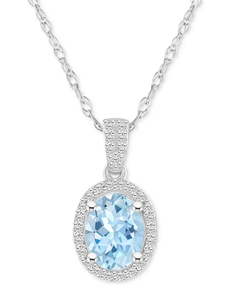 Lab-Created Ruby (1-1/4 ct. t.w.) & White Sapphire (1/6 Oval Halo 18" Pendant Necklace 10k Gold (Also Additional Gem