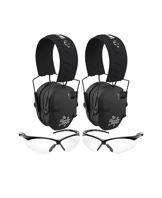 Walkers Razor Slim (Let Freedom Ring) Earmuffs with Shooting Glasses(2-Pack)