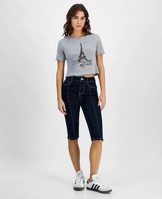 Dollhouse Juniors' Seam Front High-Rise Capri Jeans