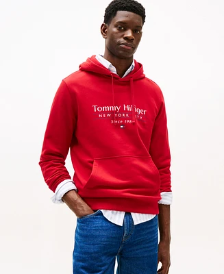 Tommy Hilfiger Men's Long Sleeve Center Stack Logo Hoodie