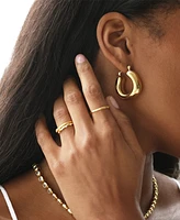 Ben Oni Stainless Steel Metal Sculptural Hoop Earrings