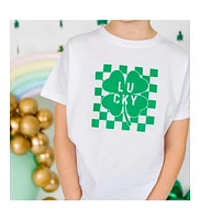 Little and Big Boys Lucky Shamrock Checkered St. Patrick's Day Short Sleeve T-Shirt