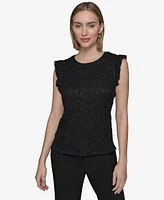 Karl Lagerfeld Paris Women's Textured Cap-Sleeve Top