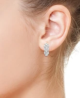 Effy Lab Grown Diamond Marquis Cluster Small Hoop Earrings (3-1/4 ct. t.w.) in 14k White Gold, 0.75"
