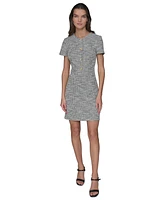 Karl Lagerfeld Paris Women's Tweed Crewneck Short-Sleeve Sheath Dress