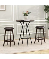 29" Counter Height Stools Set of with 360° Swivel Round Seat & Footrest