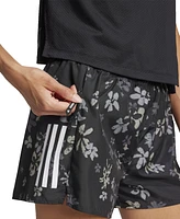 adidas Women's Own The Run Floral-Print Pull-On Shorts