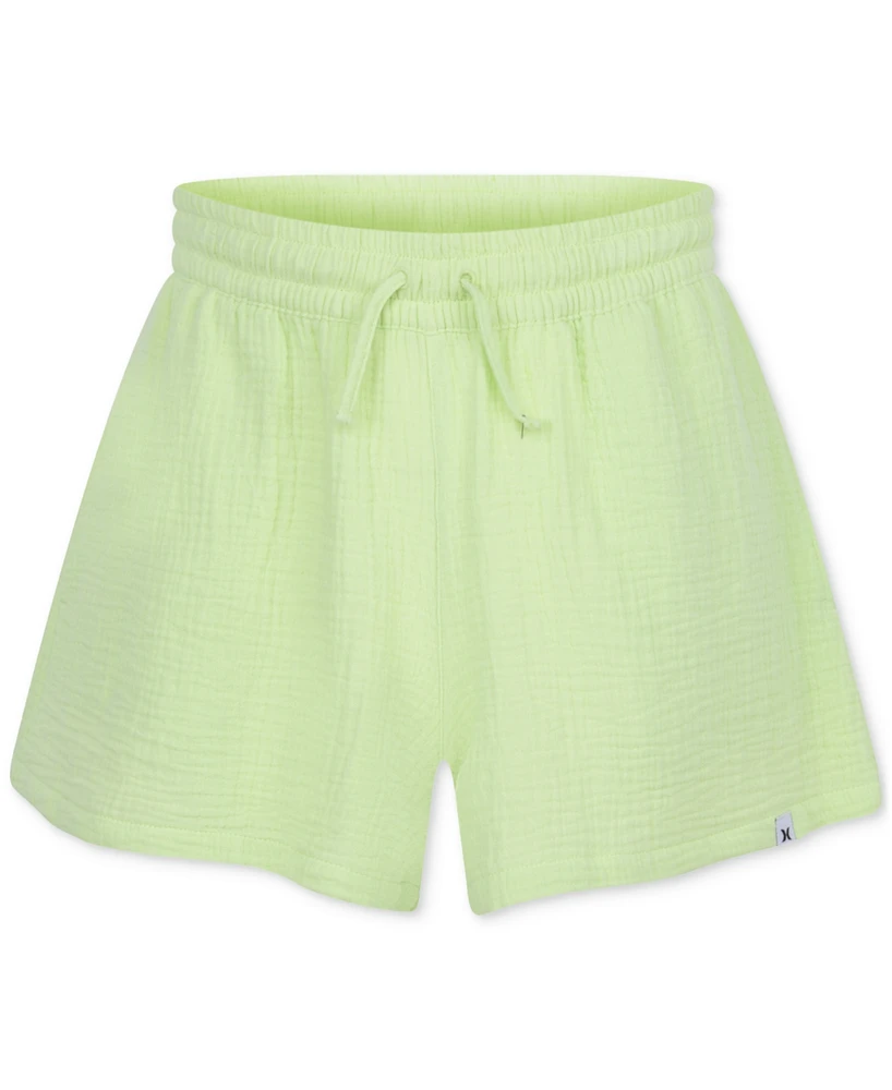 Hurley Big Girls Woven Cotton Gauze High-Rise Shorts
