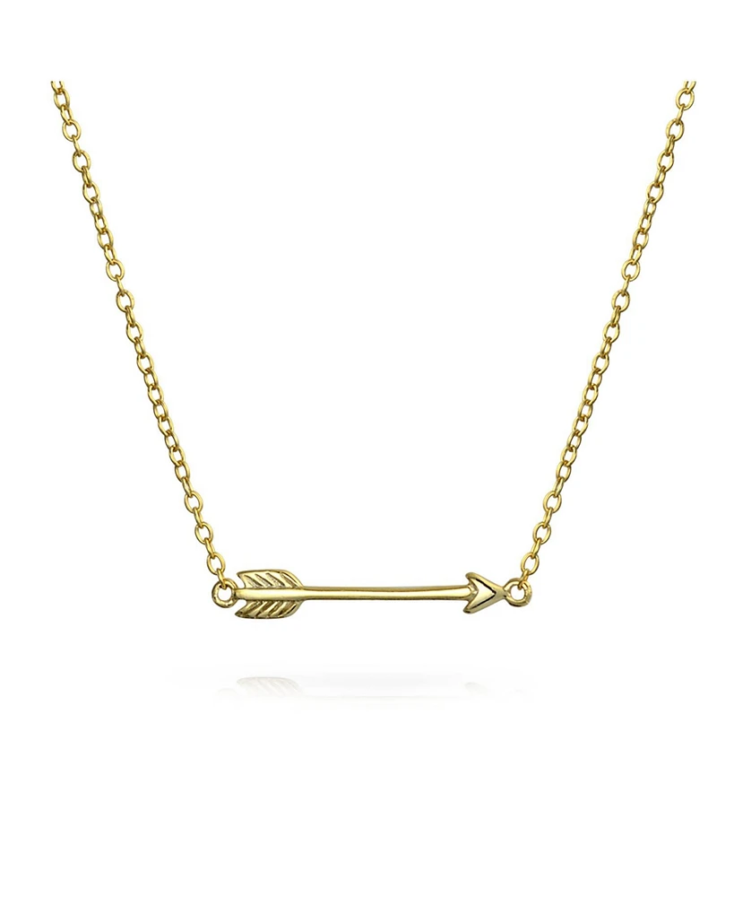 Bling Jewelry Dainty Cupid Arrow Pendant Necklace in 14K Gold Plated Sterling Silver