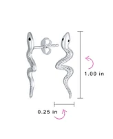 Bling Jewelry Egyptian Serpent Snake Stud Earrings in Sterling Silver for Reptile Lovers