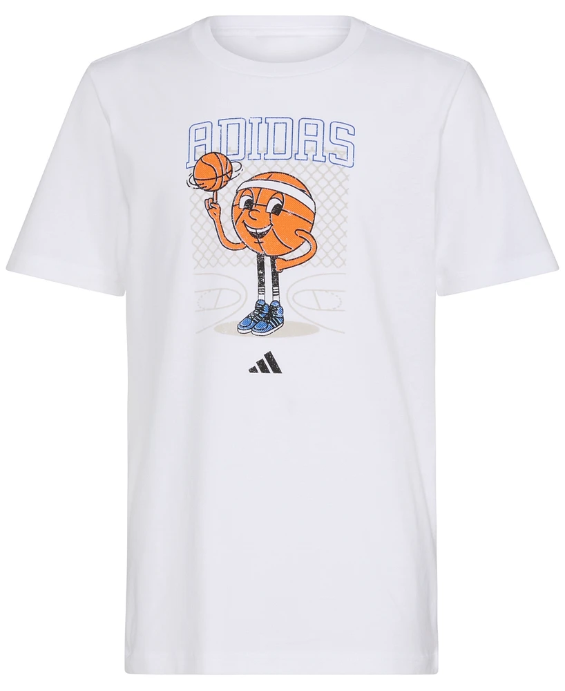 adidas Big Boys Cotton Basketball Mascot Logo T-Shirt