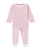Malabar Baby Little Girls Organic Cotton 2PC Pajama Set, Pink City (Pink & White)