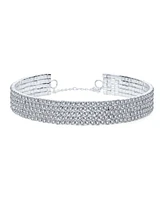Bling Jewelry Simple Classic Sparkly Rhinestone Necklace Rhodium Plated
