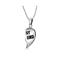 Bling Jewelry Break Apart Heart Pendant Necklace for Bff - Silver Tone Stainless Steel