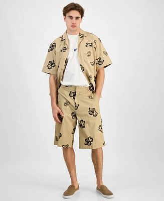 Hugo by Boss Men's Damo242 Baggy-Fit Stretch Floral 13" Shorts
