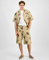 Hugo by Boss Men's Damo242 Baggy-Fit Stretch Floral 13" Shorts