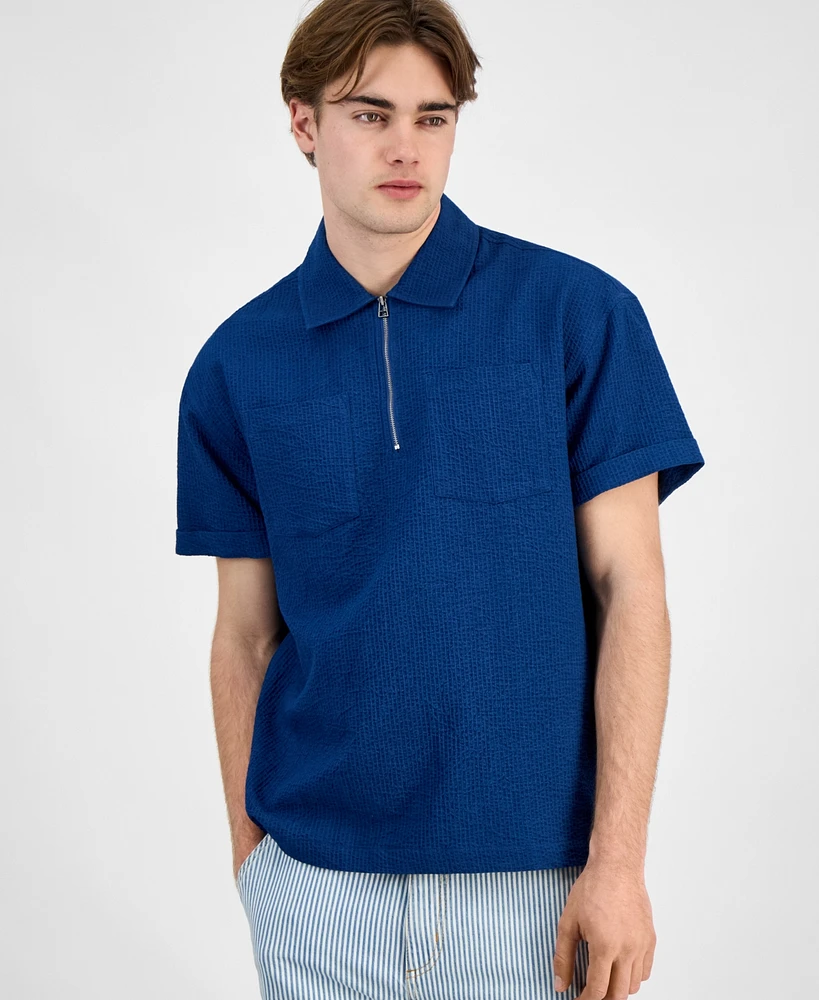 Sun + Stone Men's Bennet Indigo Poplin Shirt, Exclusively at Macy's