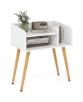 Mid Century Modern Nightstand with Open Shelves
