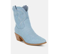 Nigara Cut Out Detail Denim Cowboy Boots