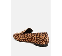 Meopa Horsebit & Studs Metallic Leopard Print Loafers