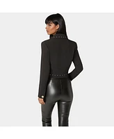 Bebe Women's Woven Twill Studded Double Breast Jacket