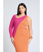 Eloquii Plus Colorblocked Asym Dress