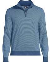 Lands' End Men's Long Sleeve Fine Gauge Cotton Quarter Zip Sweater