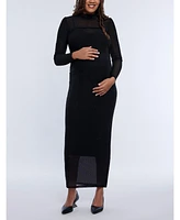 Motherhood Maternity Mesh Turtleneck Maxi Dress