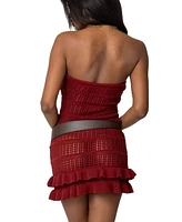 Edikted Womens Brooke Crochet Strapless Mini Dress