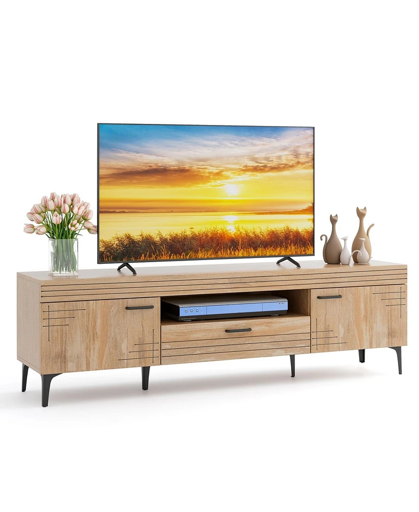 Tv Stand with 2 Cabinets and Storage Drawer Stylish Entertainment Console for Living Room