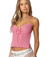 Edikted Womens Milli Crochet Backless Top