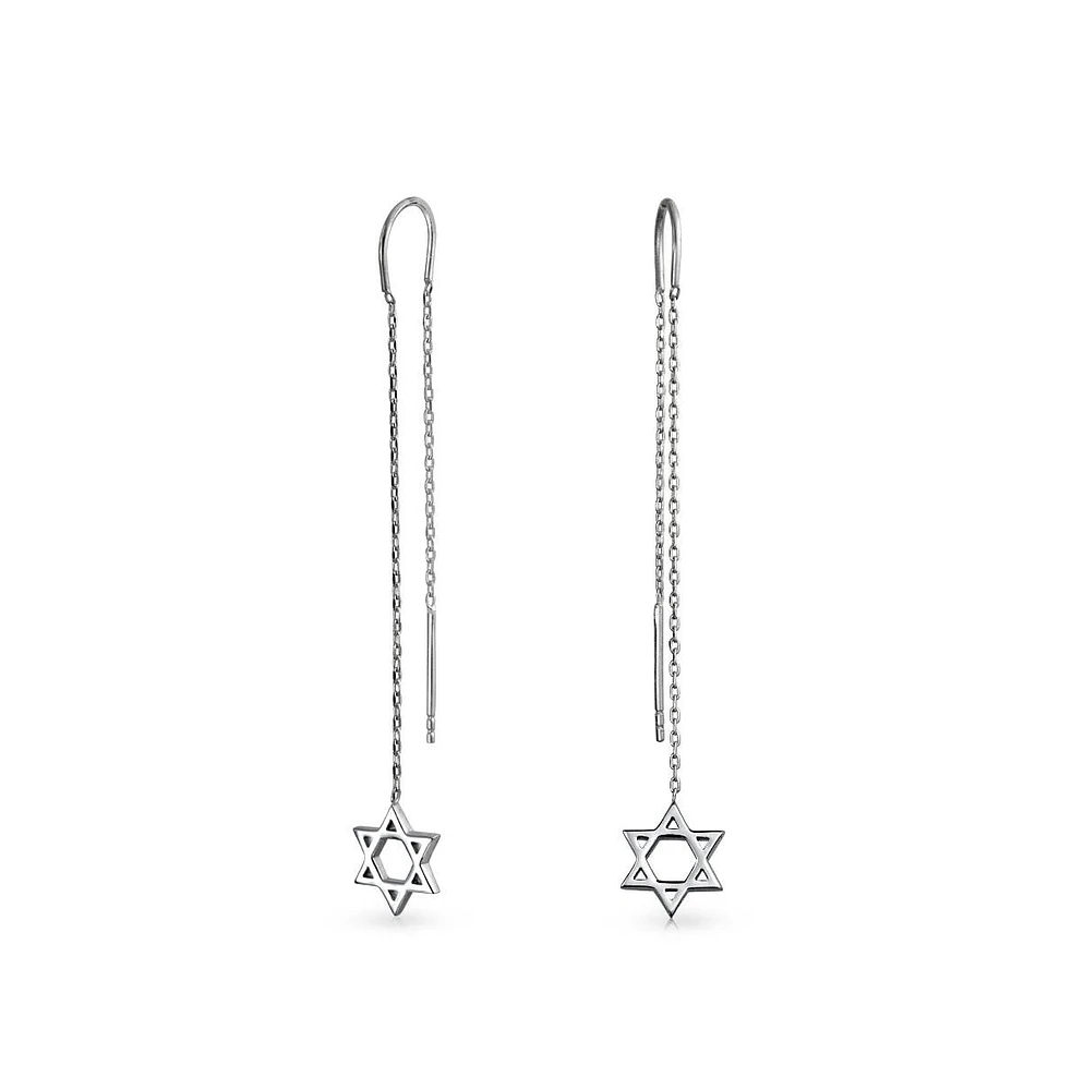 Bling Jewelry Judaic Star Of David Dangle Earrings Sterling Silver Threader