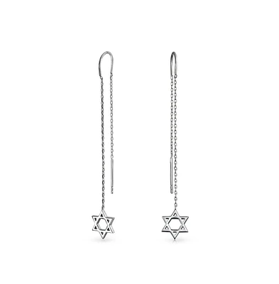 Bling Jewelry Judaic Star Of David Dangle Earrings Sterling Silver Threader