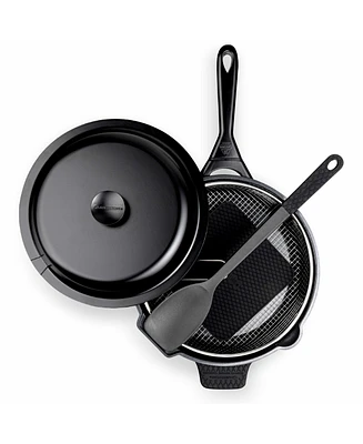 Zuka Everyday Pan 3.25 Qt. Ceramic 10 1 Nonstick Multi-Functional Saute with Lid, Nylon Spoon, & Steamer Basket