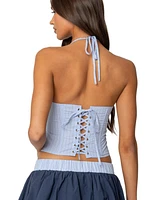 Edikted Womens Janey Striped Halter Corset