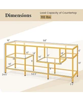 Tv Console Table with Shelves Stylish Entertainment Stand for Living Room