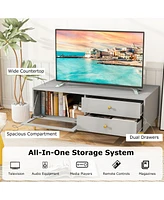 Tv Stand with Storage Compartment and Drawers Modern Entertainment Center for Living Room