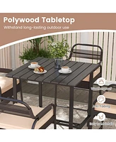 5 Piece Rattan Counter Set with 4 Stools and Polywood Bar Table