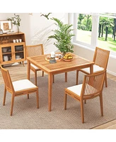 Acacia Wood Dining Square Bistro Table with Umbrella Hole