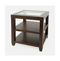 Urban Icon Contemporary Glass Inlay End Table with Storage, Merlot