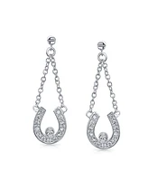 Bling Jewelry Lucky Equestrian Cz Stud Earrings with Pave Horseshoe Design, Western Jewelry