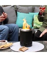 Tabletop Smokeless Fire Pit with Foldable Legs, Storage Bag, and Poker