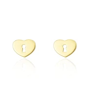 The Lovery Gold Heart Padlock Stud Earrings 14k Gold