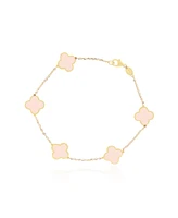 The Lovery Small Pink Pearl Clover Bracelet 14K Gold