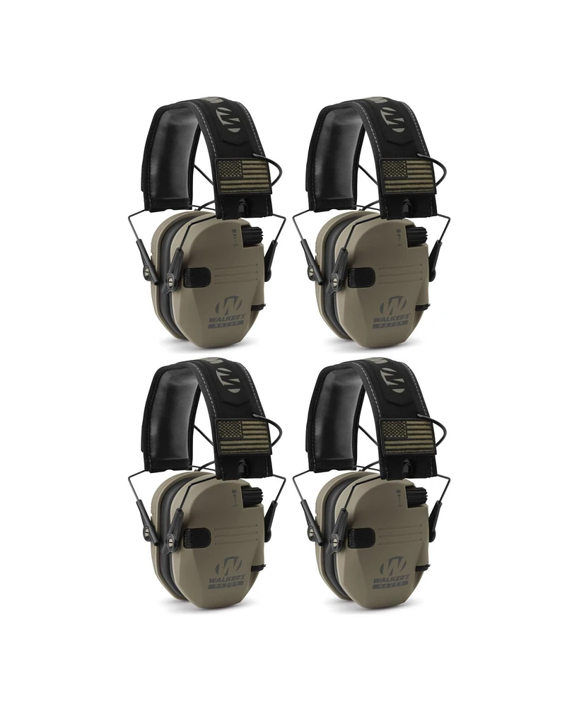 Walker's Razor Slim Electronic Shooting Muffs 4-Pack, Flat Dark Earth Fde