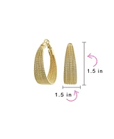 Bling Jewelry Multi Cable Hoop Huggie Earrings Gold Plated Brass 1.5 Inch Diameter