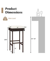 Patio Rattan Barstools Set of with Footrest and Soft Cushions for Backyard Balcony