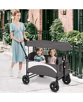 2-Seat Stroller Wagon with Adjustable Canopy and Handles Comfortable Convenient for Toddlers