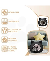 Details Cat Bed, Cave Beds for Cats, Sherpa Fleece Cat House/Tent with Removable Cushion for Pet Kittens