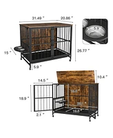 Dog crate furniture with Multi-Purpose Rremovable Ttray Brown